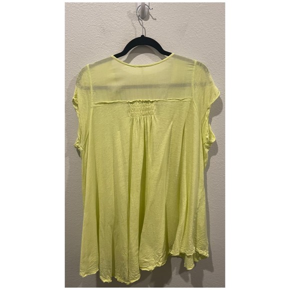 FREE PEOPLE Buttons Down Short Sleeve Light Yellow Tunic - Picture 5 of 5